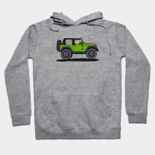 Green 4x4 with Dog Rider Hoodie